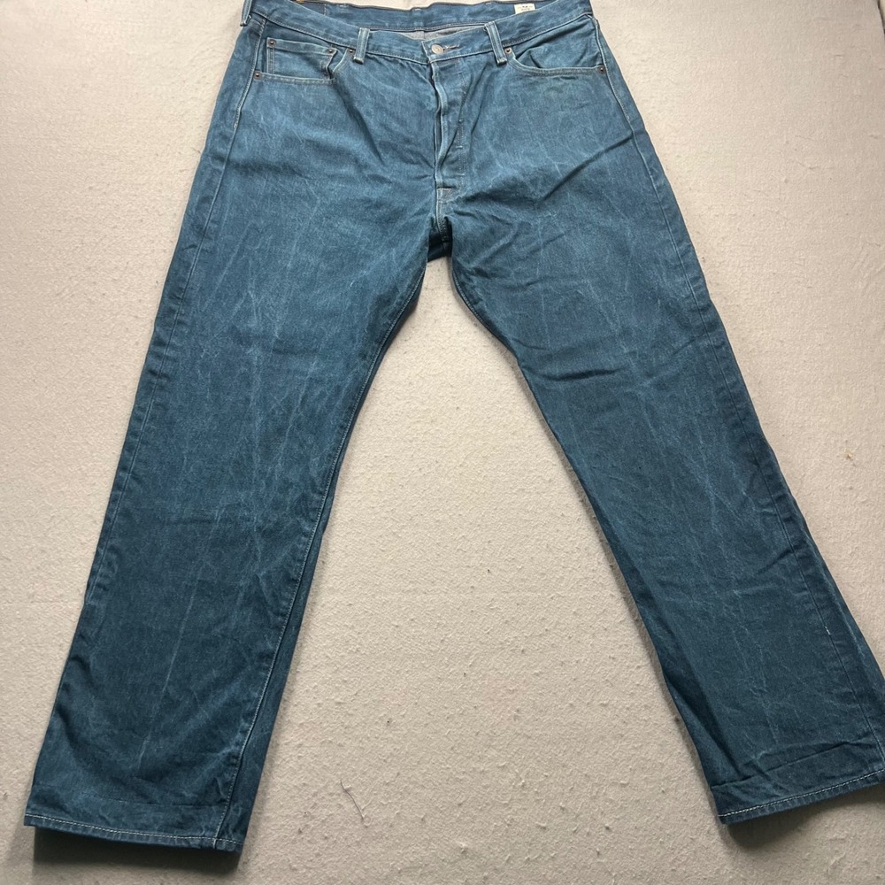 Levis 501 Original Fit‎ Jeans Mens 38x32 White Oak Cone Denim Button Fly Blue